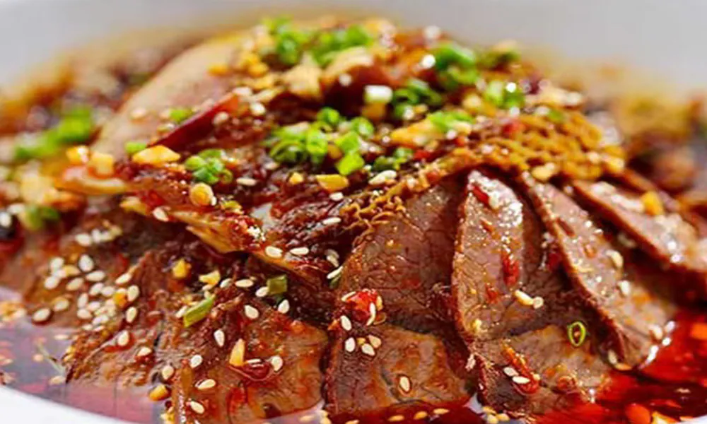 Spicy chili oil beef salad with sesame at Gourmet Duck 绝味鸭霸王，a Chinese Restaurant in Chicago